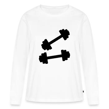 haltère - T-shirt manches longues Premium bio Femme - blanc - Devant - Julia (174cm)