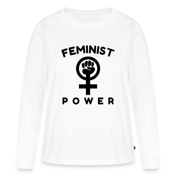 Féminisme féministe - T-shirt manches longues Premium bio Femme - blanc - Devant - Julia (174cm)