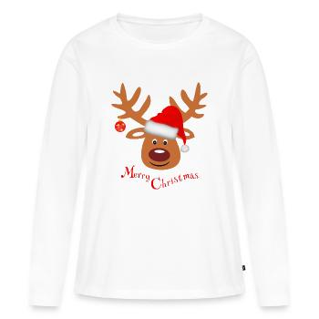 Rentier Weihnachten Fun lustig Merry Christmas - Frauen Premium Bio Langarmshirt - Weiß - Vorne - Julia (174cm)