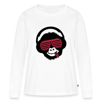 monkey_listen_music_pp2 - Frauen Premium Bio Langarmshirt - Weiß - Vorne - Julia (174cm)