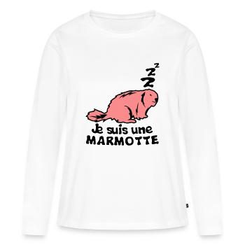 je suis une marmotte animal expression - T-shirt manches longues Premium bio Femme - blanc - Devant - Julia (174cm)