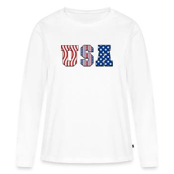 Drapeau américain - T-shirt manches longues Premium bio Femme - blanc - Devant - Julia (174cm)
