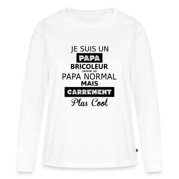 Papa bricoleur - T-shirt manches longues Premium bio Femme - blanc - Devant - Julia (174cm)