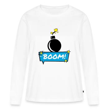 Boom Bombe - T-shirt manches longues Premium bio Femme - blanc - Devant - Julia (174cm)