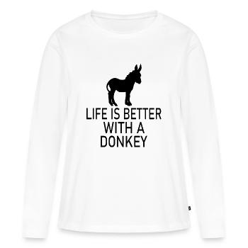 Esel d’âne - T-shirt manches longues Premium bio Femme - blanc - Devant - Julia (174cm)