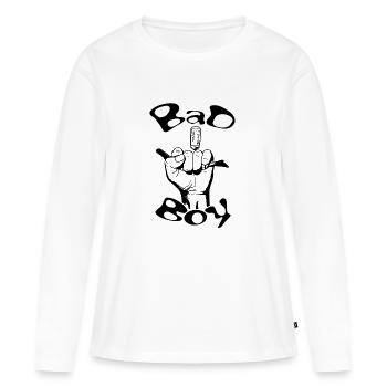 Bad boy et la main au tire-bouchon - T-shirt manches longues Premium bio Femme - blanc - Devant - Julia (174cm)