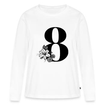 Numéro 8 - T-shirt manches longues Premium bio Femme - blanc - Devant - Julia (174cm)
