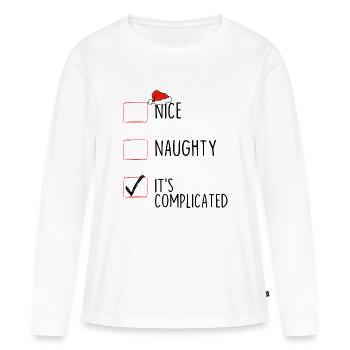 Sympa coquin c’est compliqué - T-shirt manches longues Premium bio Femme - blanc - Devant - Julia (174cm)