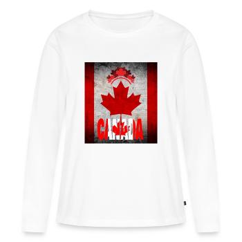 Canada, feuille d’érable. - T-shirt manches longues Premium bio Femme - blanc - Devant - Julia (174cm)
