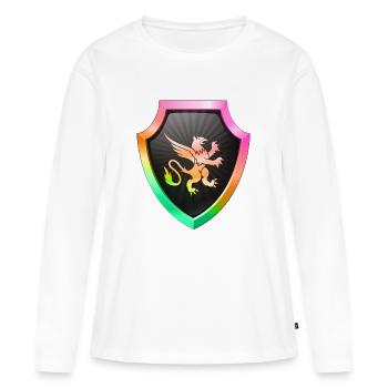 Logo du bouclier Emblème esports Sword Crest symbol lion - T-shirt manches longues Premium bio Femme - blanc - Devant - Julia (174cm)