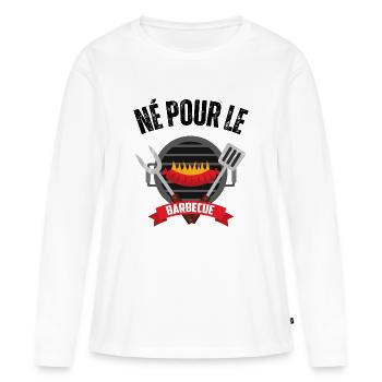 Né pour le barbecue BBQ 2 - T-shirt manches longues Premium bio Femme - blanc - Devant - Julia (174cm)