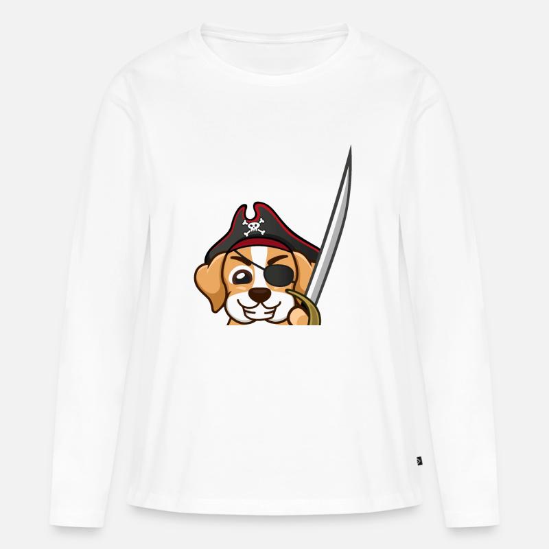 Pirat Captain Blackskull - Frauen Premium Bio Langarmshirt - Weiß