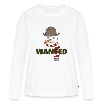 SCHNEEMANN WANTED - Frauen Premium Bio Langarmshirt - Weiß - Vorne - Julia (174cm)