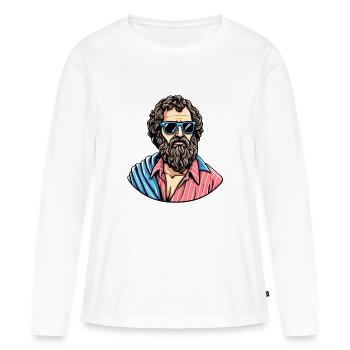 Look philosophe cool décontracté - T-shirt manches longues Premium bio Femme - blanc - Devant - Julia (174cm)