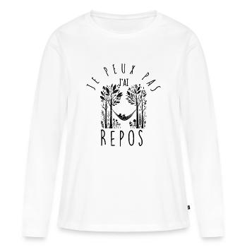 Ich kann nicht, ich ruhe mich aus. - Frauen Premium Bio Langarmshirt - Weiß - Vorne - Julia (174cm)