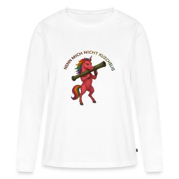 Nicht Kuschelig - Frauen Premium Bio Langarmshirt - Weiß - Vorne - Julia (174cm)