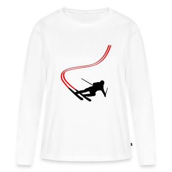 Abfahrt Ski Berge Wintersport - Frauen Premium Bio Langarmshirt - Weiß - Vorne - Julia (174cm)