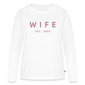 2023 Fiançailles Mariage Douche nuptiale - T-shirt manches longues Premium bio Femme - blanc - Devant - Julia (174cm)
