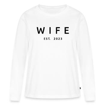 2023 Fiançailles Mariage Douche nuptiale - T-shirt manches longues Premium bio Femme - blanc - Devant - Julia (174cm)