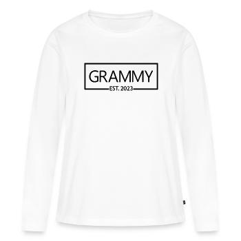 2023, Grand-mère en devenir, révélation de grossesse - T-shirt manches longues Premium bio Femme - blanc - Devant - Julia (174cm)