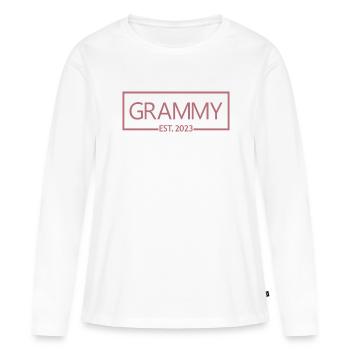 2023, Grand-mère en devenir, révélation de grossesse - T-shirt manches longues Premium bio Femme - blanc - Devant - Julia (174cm)