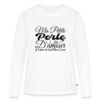 Liebesperle Geschenk, Beste Perle Ich liebe dich - Frauen Premium Bio Langarmshirt - Weiß - Vorne - Julia (174cm)