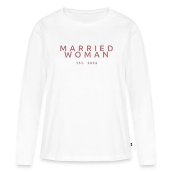 2023 Brautdusche Hochzeitsgeschenk - Frauen Premium Bio Langarmshirt - Weiß - Vorne - Julia (174cm)