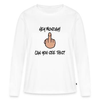 Lundi - T-shirt manches longues Premium bio Femme - blanc - Devant - Julia (174cm)
