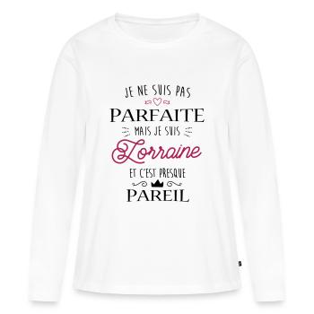 Lorraine Parfaite - T-shirt manches longues Premium bio Femme - blanc - Devant - Julia (174cm)