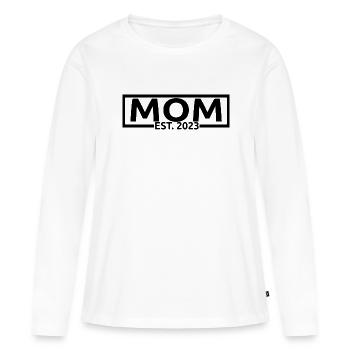 2023, Maman en devenir, Révélation de grossesse - T-shirt manches longues Premium bio Femme - blanc - Devant - Julia (174cm)