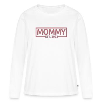 Mommy Est. 2023, Mom To Be, Schwangerschaft enthüllen - Frauen Premium Bio Langarmshirt - Weiß - Vorne - Julia (174cm)