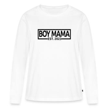 Boy Mama Est. 2023 Baby Shower Pregnancy Reveal - Women's Premium Organic Long Sleeve Shirt - white - Front - Julia (174cm)