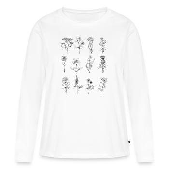 Wildblumen Line Art - Frauen Premium Bio Langarmshirt - Weiß - Vorne - Julia (174cm)