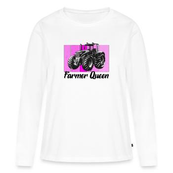 Reine fermière - T-shirt manches longues Premium bio Femme - blanc - Devant - Julia (174cm)
