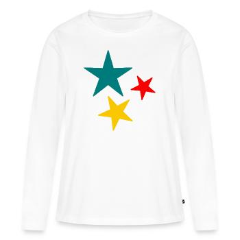 ETOILE. STAR. ETOILES. FÊTE. ANNIVERSAIRE. NOËL - T-shirt manches longues Premium bio Femme - blanc - Devant - Julia (174cm)