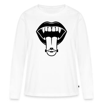 Langue de skateboard - T-shirt manches longues Premium bio Femme - blanc - Devant - Julia (174cm)