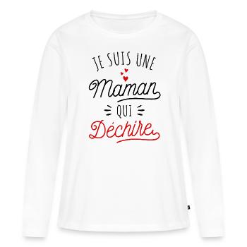 Je Suis Une Maman Qui Déchire Cadeau Drôle Maman - T-shirt manches longues Premium bio Femme - blanc - Devant - Julia (174cm)