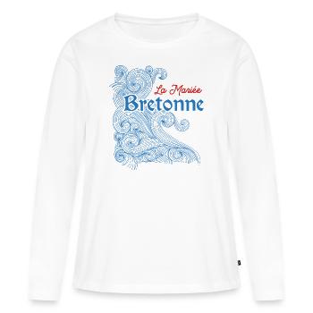 La mariée Bretonne - T-shirt manches longues Premium bio Femme - blanc - Devant - Julia (174cm)
