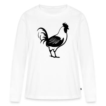 Poule - T-shirt manches longues Premium bio Femme - blanc - Devant - Julia (174cm)