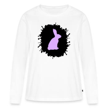 Éclaboussures de lapin - T-shirt manches longues Premium bio Femme - blanc - Devant - Julia (174cm)