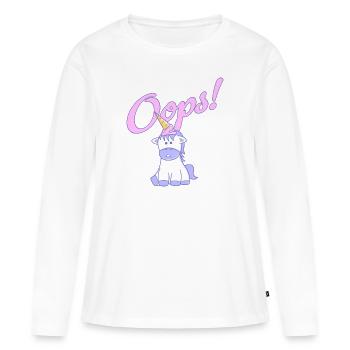 Unicorn Oops! - Women's Premium Organic Long Sleeve Shirt - white - Front - Julia (174cm)