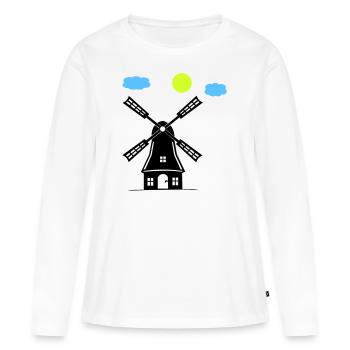 Moulin à vent - T-shirt manches longues Premium bio Femme - blanc - Devant - Julia (174cm)