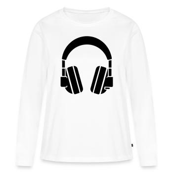 casque audio gaming - T-shirt manches longues Premium bio Femme - blanc - Devant - Julia (174cm)