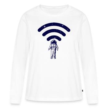 Espace wifi astronaute - T-shirt manches longues Premium bio Femme - blanc - Devant - Julia (174cm)
