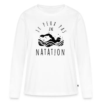 Je peux pas, j'ai natation. - T-shirt manches longues Premium bio Femme - blanc - Devant - Julia (174cm)