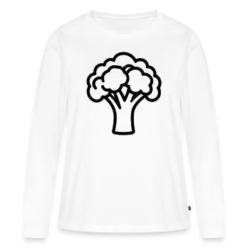 Brokkoli - Frauen Premium Bio Langarmshirt - Weiß - Vorne - Julia (174cm)