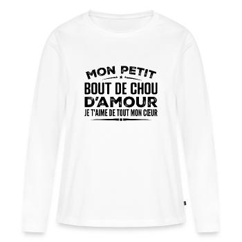 Cadeau bout de chou d'amour je t'aime de mon coeur - T-shirt manches longues Premium bio Femme - blanc - Devant - Julia (174cm)