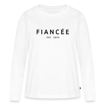 Fiancée Est. 2023 Engagement Bridal Shower Wedding - Women's Premium Organic Long Sleeve Shirt - white - Front - Julia (174cm)