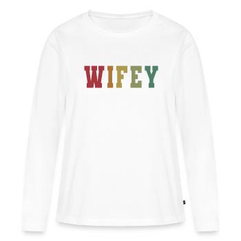 Retro Wifey Matching Paar Hochzeitsfeier Ehe - Frauen Premium Bio Langarmshirt - Weiß - Vorne - Julia (174cm)