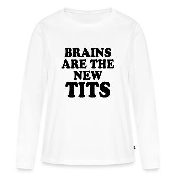 brains are the new tits - T-shirt manches longues Premium bio Femme - blanc - Devant - Julia (174cm)